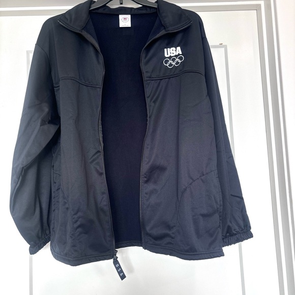 Vintage Black Olympic Committee USA Full Zip Lined Warm Up Track Jacket Size XL - Picture 9 of 16